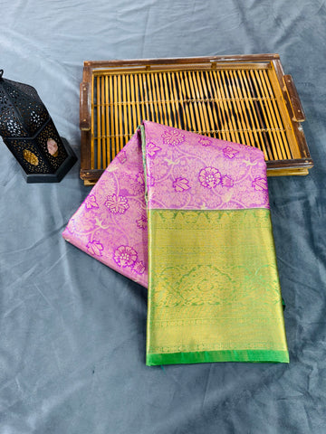 Pink kanjivaram silk saree