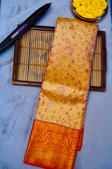 Pure handloom 1g gold zari woven silk saree