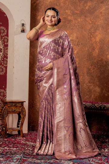 ONION PINK BANARASI SILK SAREE