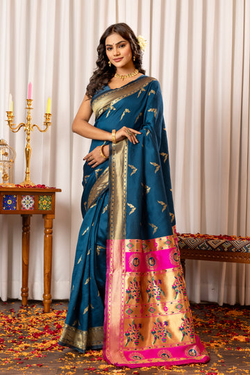 LITE BLUE PAITHANI SILK SAREE