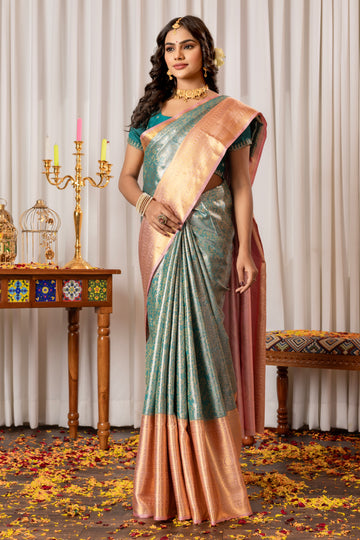 RAMA GREEN KANJIVARAM ZARI WOVEN SILK SAREE