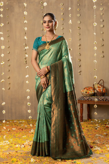 LUX GREEN KANJIVARAM SILK SAREE