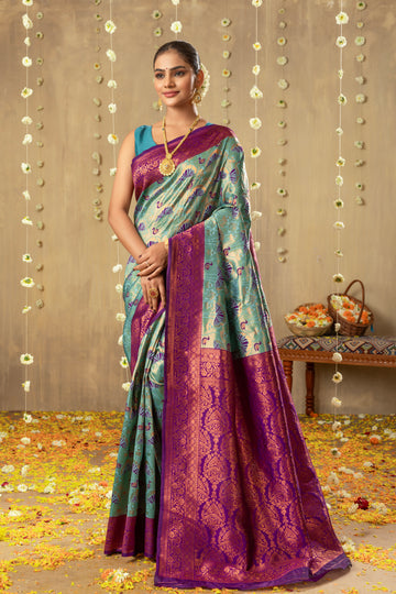 C GREEN KANJIVARAM SILK SAREE