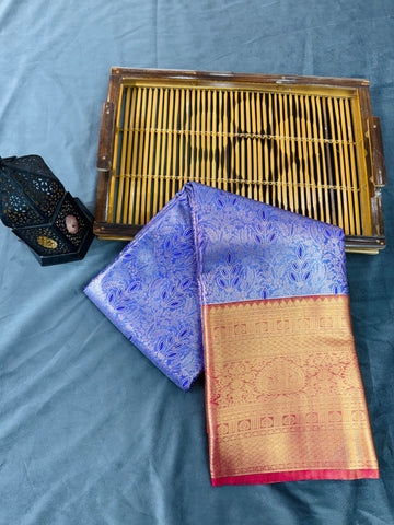 Purple kanjivaram zari woven silk saree