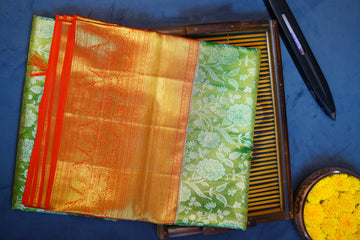 Pure handloom 2g gold zari woven kanjivaram silk saree