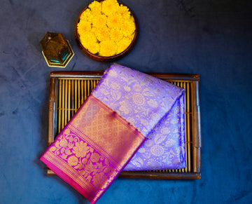 Lite purple kanjivaram zari woven silk saree
