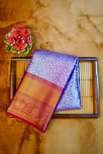 Purple kanjivaram zari woven silk saree