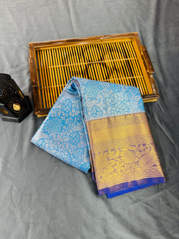 Blue kanjivaram zariwoven silk saree