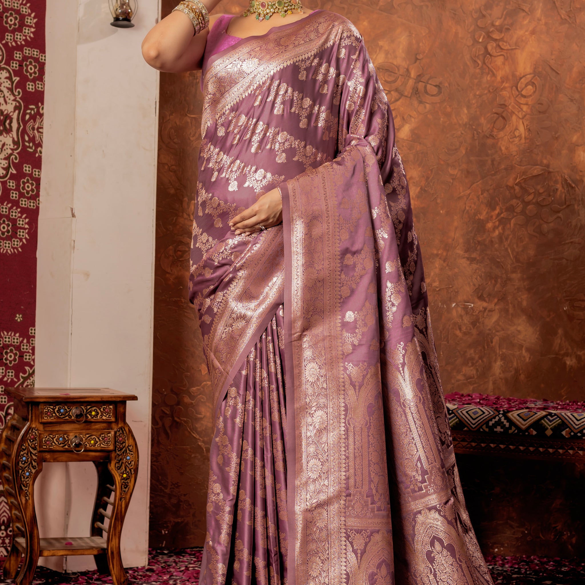 ONION PINK BANARASI SILK SAREE