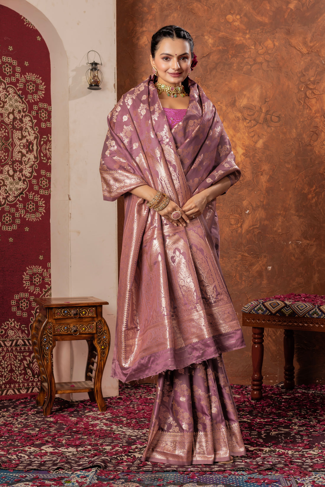 ONION PINK BANARASI SILK SAREE