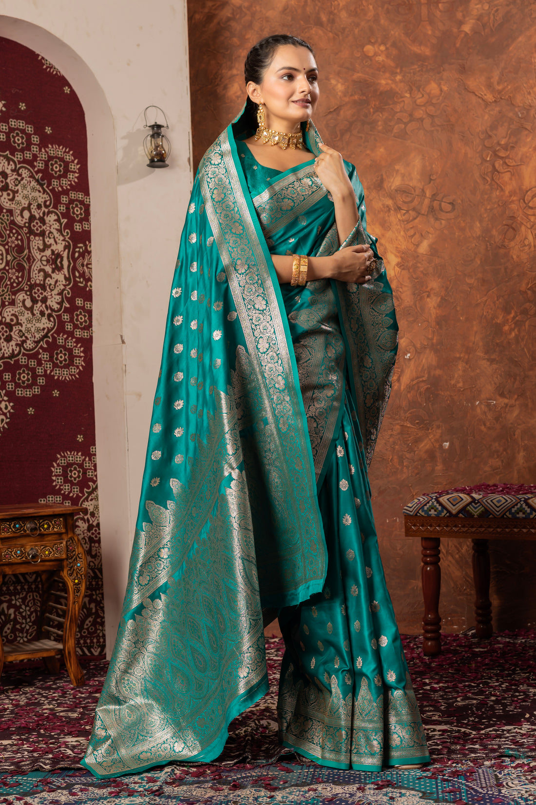RAMA GREEN BANARASI SILK SAREE
