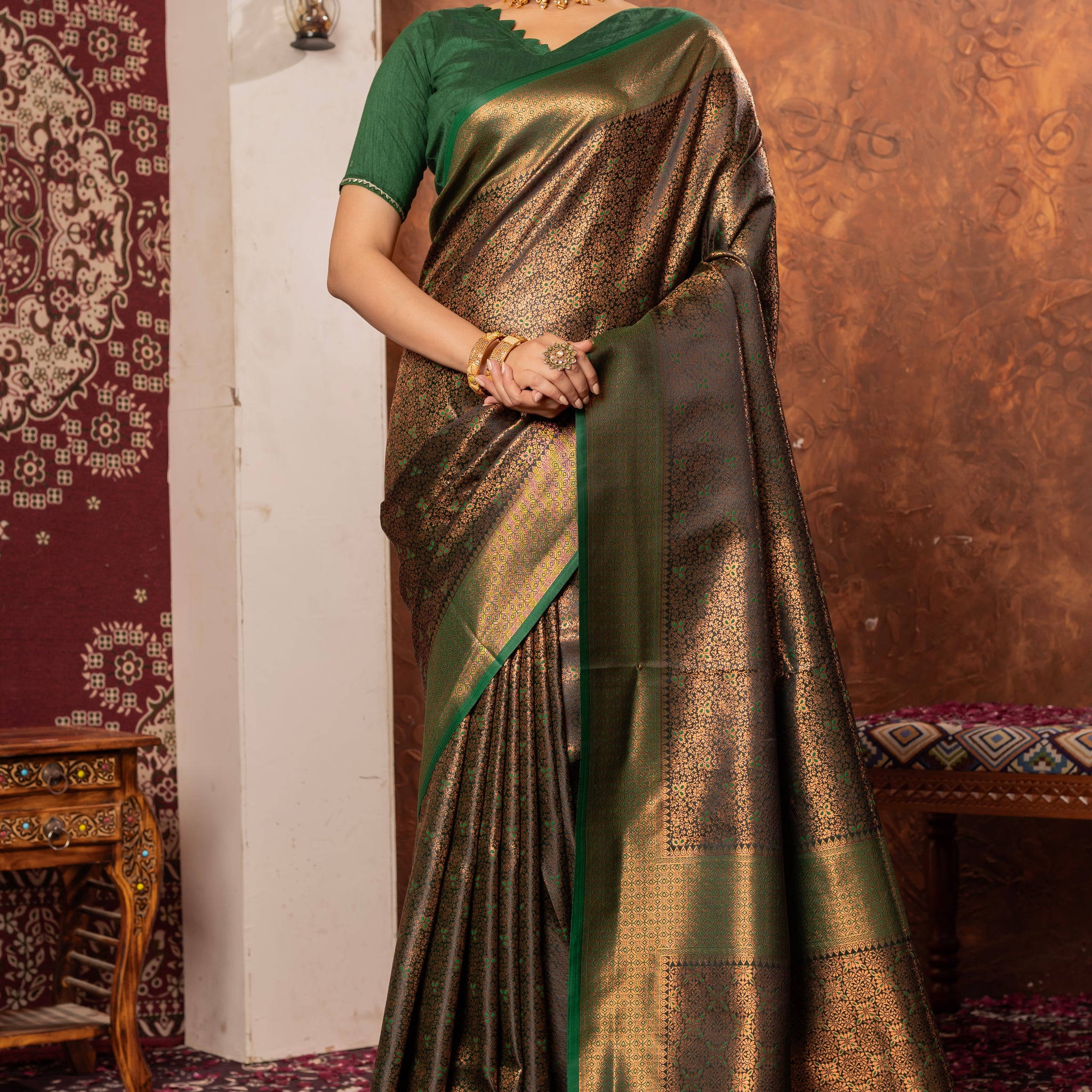 GREEN KANJIVARAM SILK SAREE