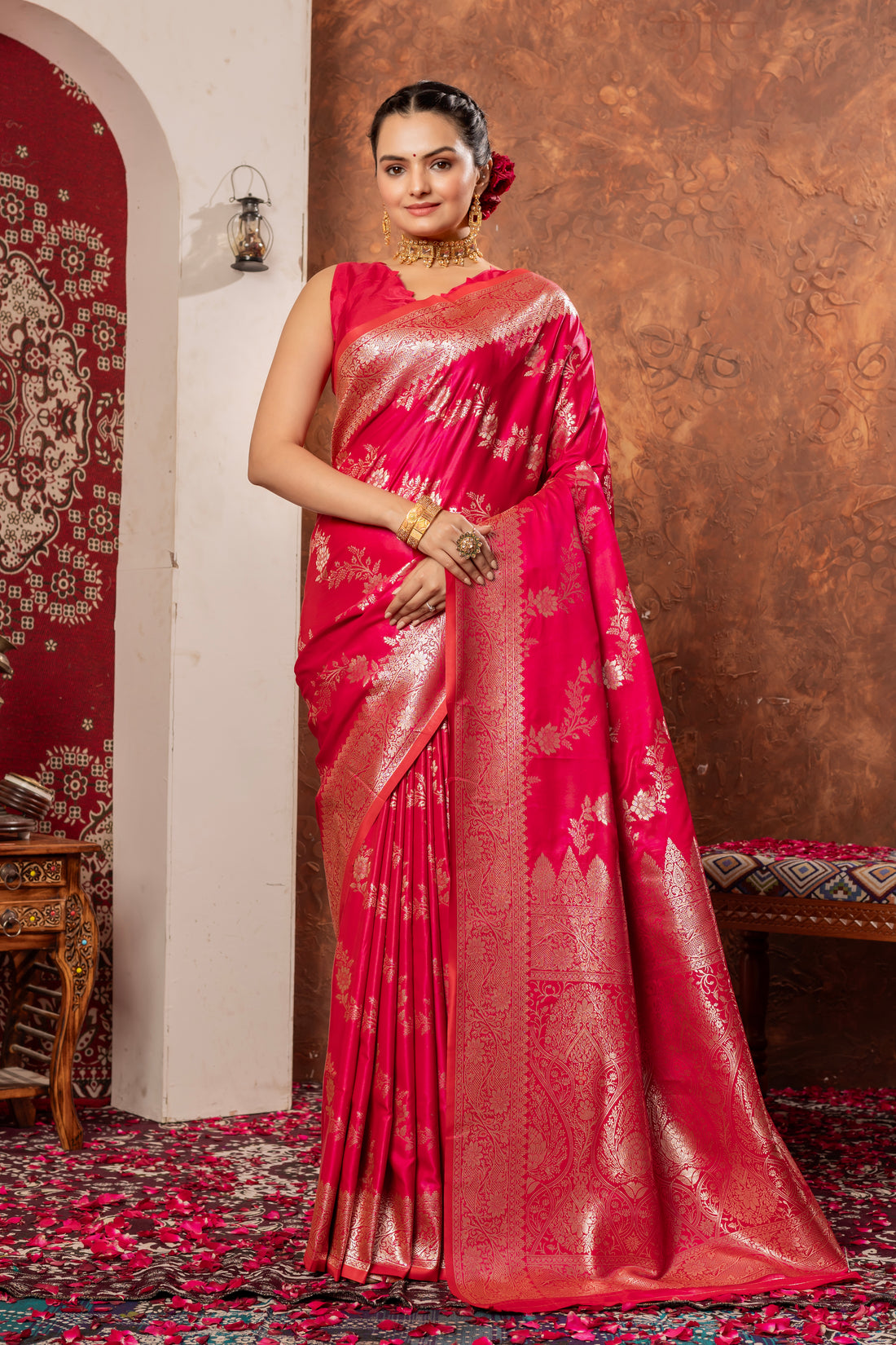 RANI PINK BANARAS SILK SAREE