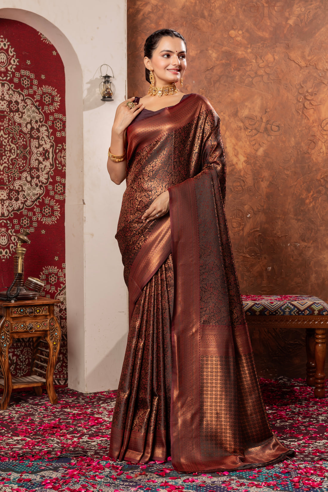 MAROON RED KANJIVARAM SILK SAREE