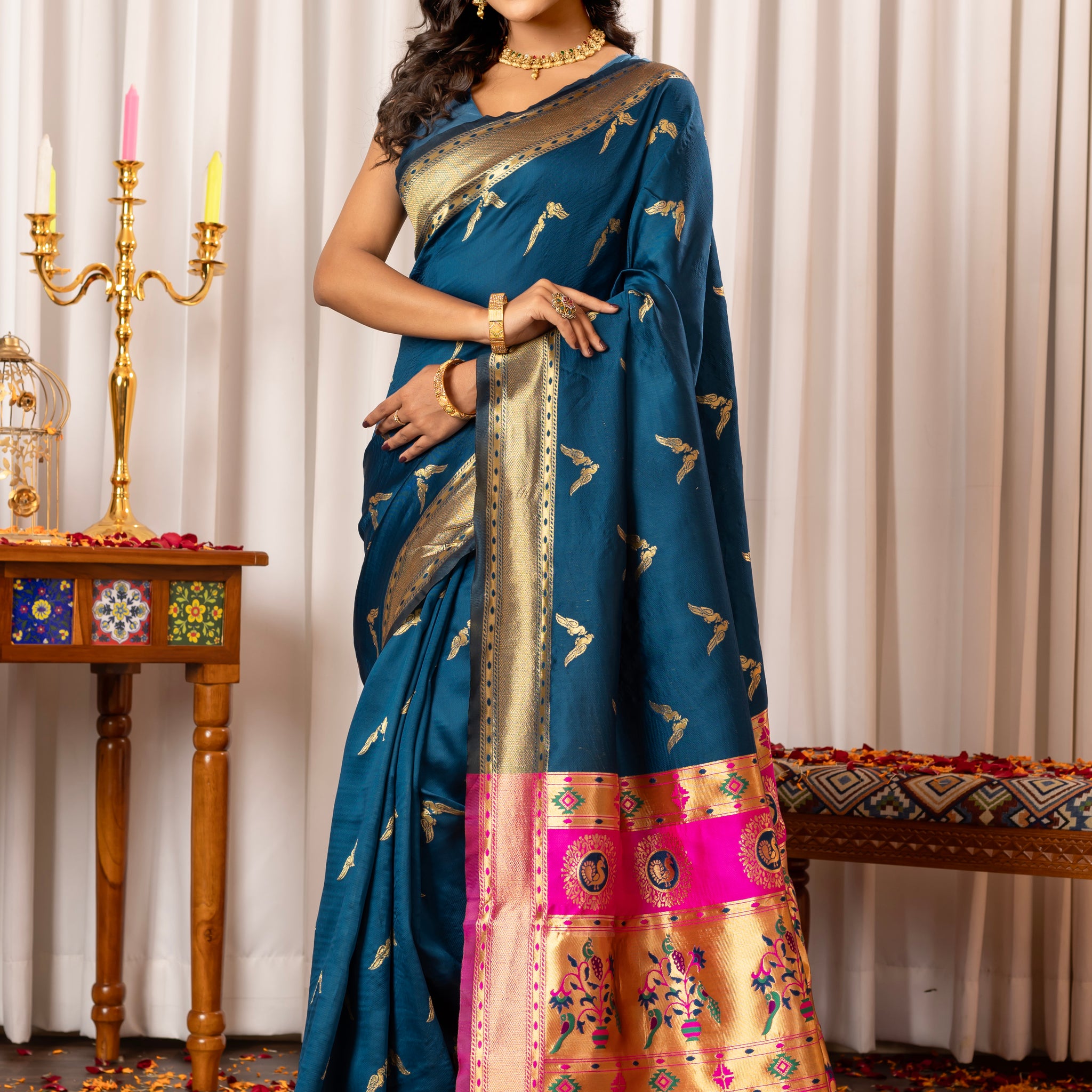 LITE BLUE PAITHANI SILK SAREE