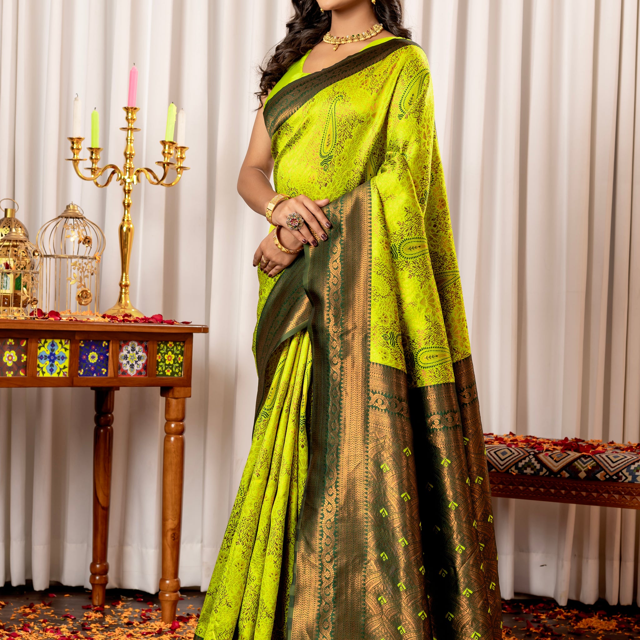 LITE YELLOW KANJIVARAM SILK SAREE