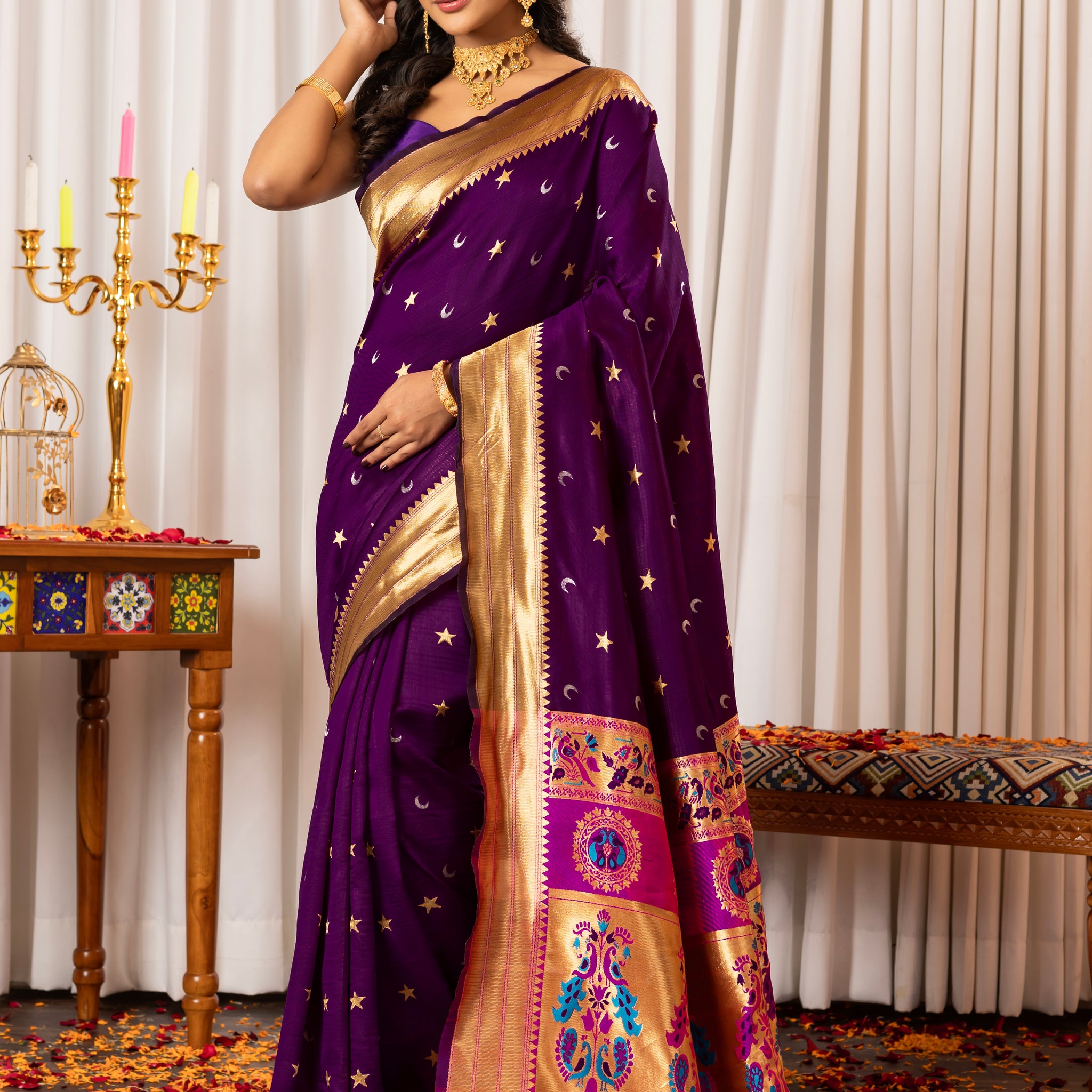 VIOLETISH PURPLE PAITHANI SILK SAREE