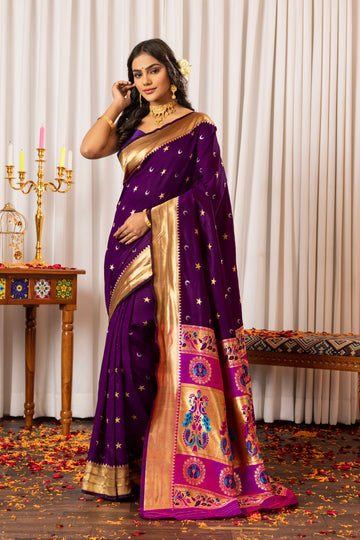 VIOLETISH PURPLE PAITHANI SILK SAREE