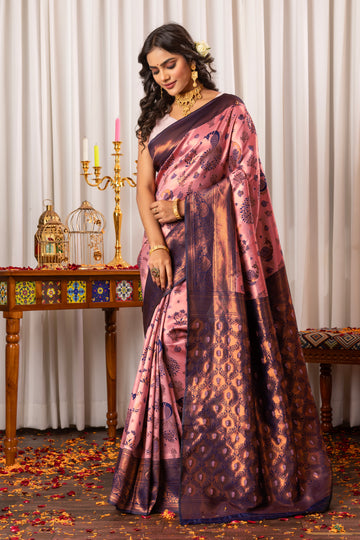 PINK MEENAKARI KANJIVARAM SILK SAREE