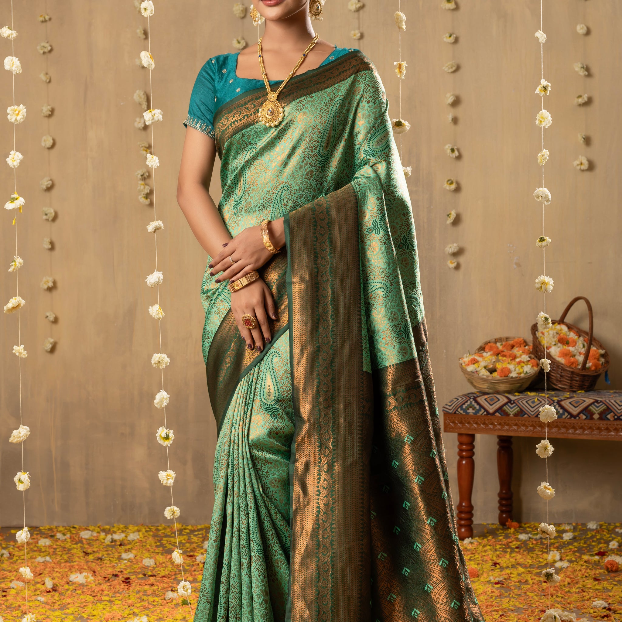 LUX GREEN KANJIVARAM SILK SAREE
