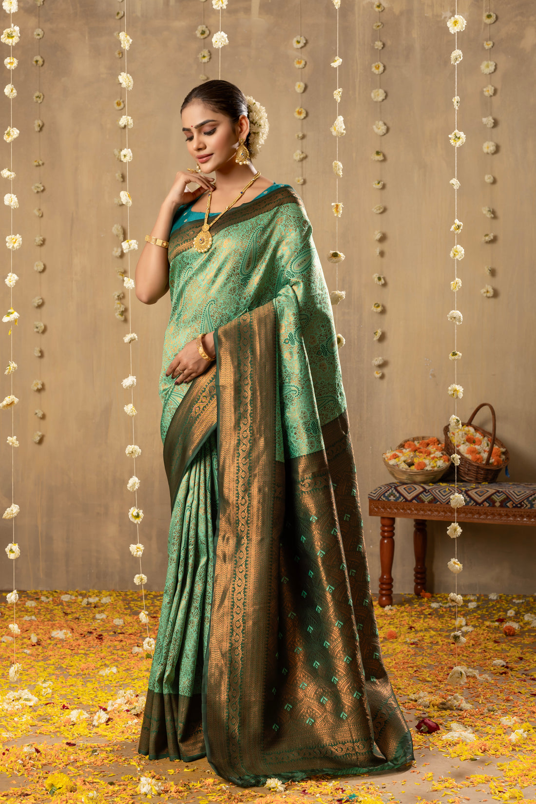 LUX GREEN KANJIVARAM SILK SAREE