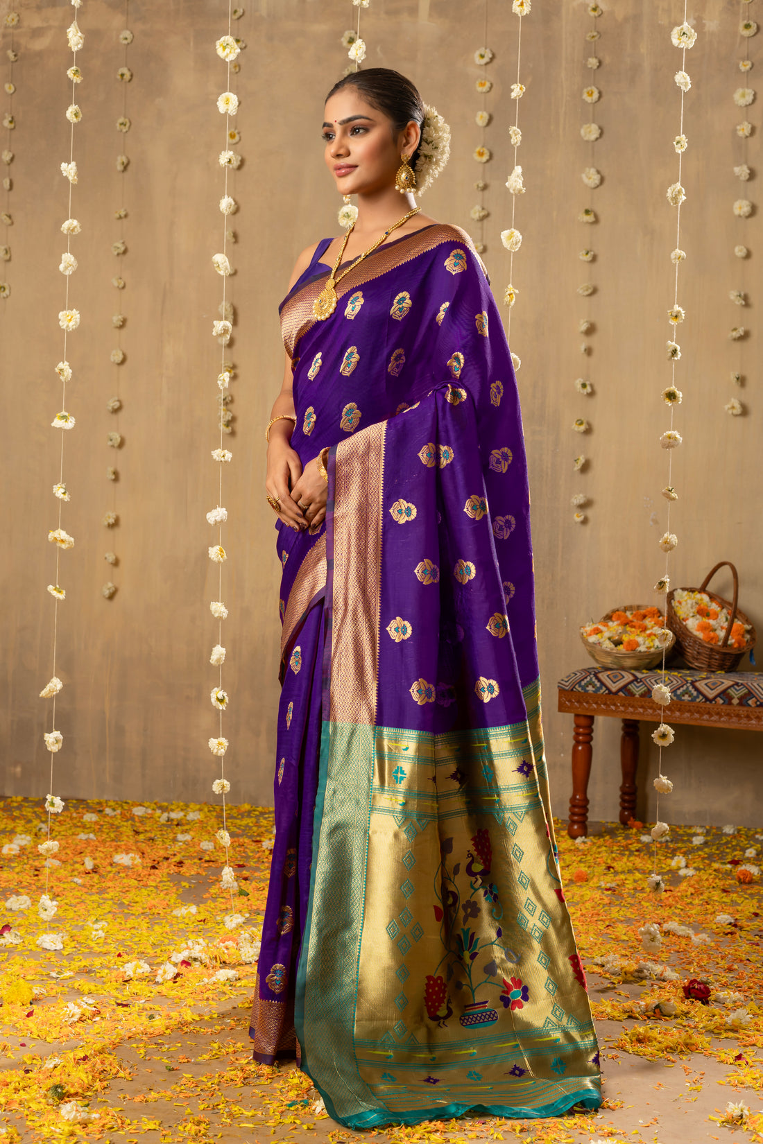 VIOLET MEENAKARI PAITHANI SILK SAREE