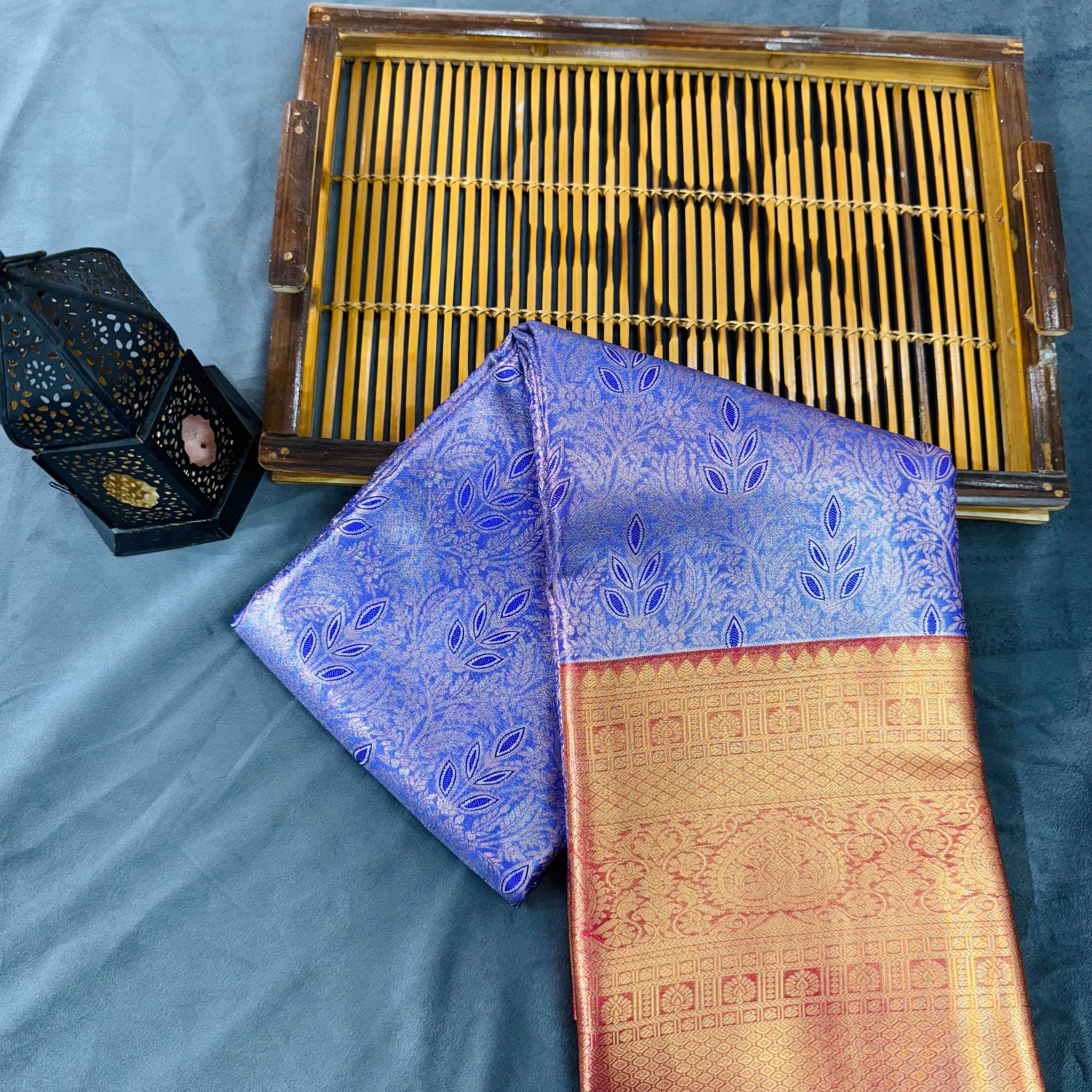 Purple kanjivaram zari woven silk saree