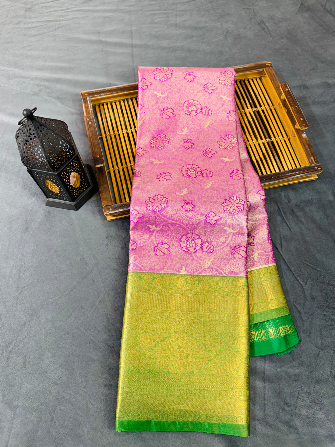 Pink kanjivaram silk saree