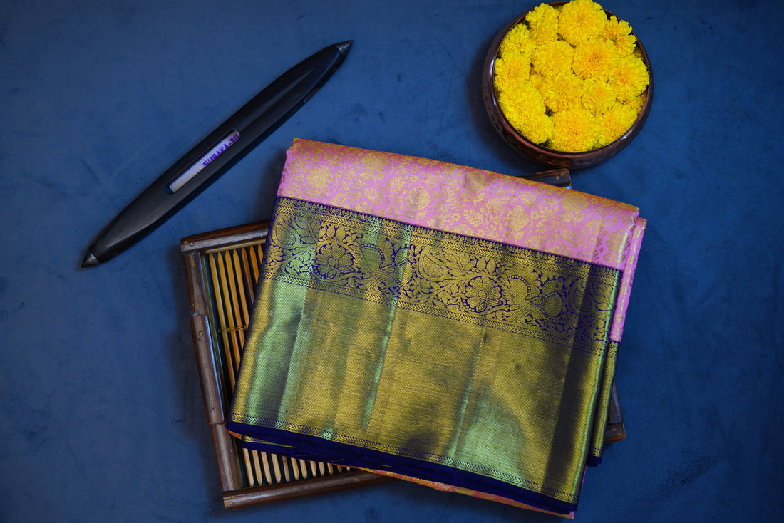 Pure handloom 2g gold zari woven kanjivaram silk saree